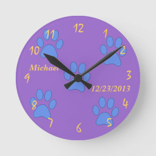 HORLOGE RONDE NOM ET DATE DE NAISSANCE NOUVEAU BÉBÉ SUR MESURE