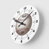 Horloge Ronde Nom et numéro d'équipe de baseball modifiables (Angle)