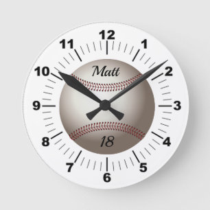 Horloge Ronde Nom et numéro d'équipe de baseball modifiables