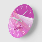 Horloge Ronde Nom monogramme fille rose violet (Angle)