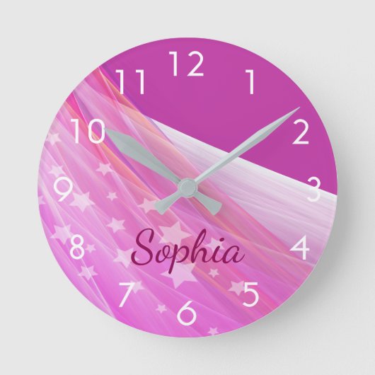 Horloge Ronde Nom monogramme fille violet rose (Recto)