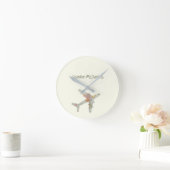 Horloge Ronde Nom personnalisé de la carte du monde d'avion (Maison)
