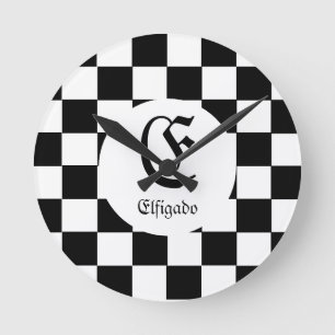 Horloge Ronde Nom personnalisé du club d'échecs initial