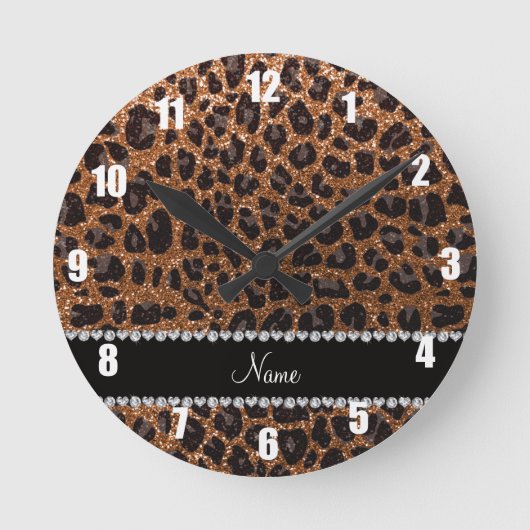 Horloge Ronde Nom personnalisé parties scintillant en or brûlé e (Recto)