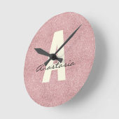 Horloge Ronde Nom personnalisé Parties scintillant Rosegold rose (Angle)