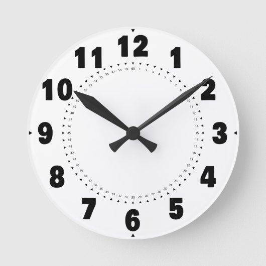 Horloge Ronde Nombre énorme heure noire avec secondes (Recto)