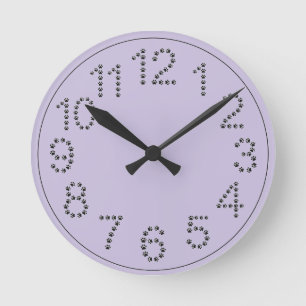 Horloge Ronde Nombres d'empreintes de patte de lavande sur le mu
