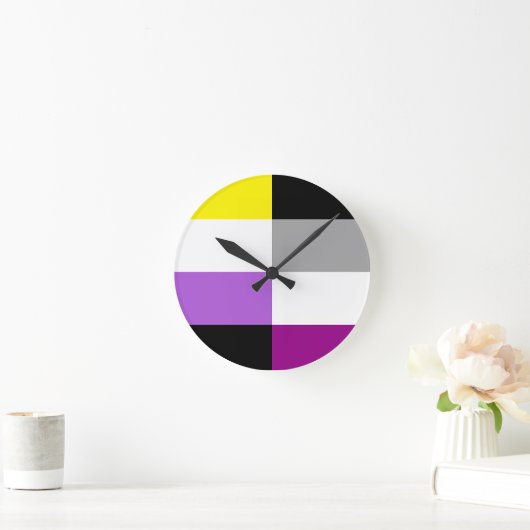 Horloge Ronde Nonbinary Asexual Dual Pride Flag (Maison)
