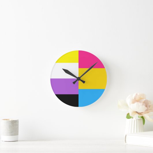 Horloge Ronde Nonbinary Pansexual Dual Pride Flag (Maison)