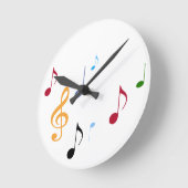 Horloge Ronde notes musicales colorées (Angle)