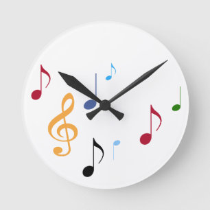Horloge Ronde notes musicales colorées