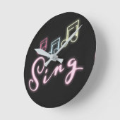 Horloge Ronde Notes musicales de Sing Neon (Angle)