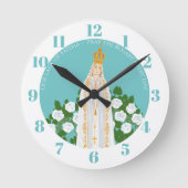 Horloge Ronde Notre-Dame de Fatima et roses blanches (Recto)