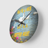 Horloge Ronde Nous laissons toujours nos clients heureux et sati (Angle)