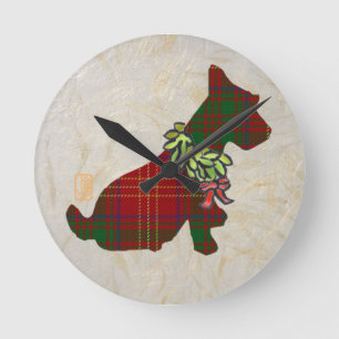 Horloge Ronde Nous Scottie Chien Merry Ruff ! Ruff !