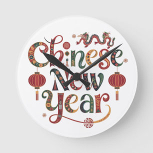 Horloge Ronde Nouvel an chinois