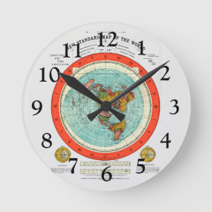 Horloge Ronde Nouvelle carte standard de la terre plate Earther