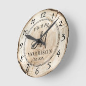 Horloge Ronde Nouvelles mariées de mariage personnalisé rustique (Angle)