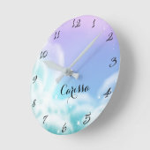 Horloge Ronde Nuage scintillant rose violet fantaisiste chambre (Angle)