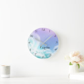 Horloge Ronde Nuage scintillant rose violet mignion pour chambre (Maison)