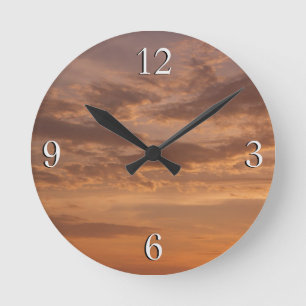 Horloge Ronde Nuages de coucher de soleil II Pastel Nature Abstr