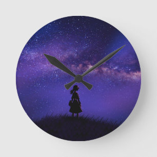 Horloge Ronde Nuit seule et étoile
