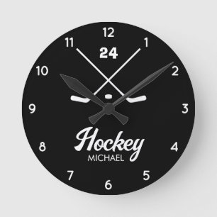 Horloge Ronde Numéro de nom du joueur de hockey personnalisé ten