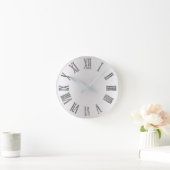 Horloge Ronde Numéro de roman monochromatique Gray Silver (Maison)