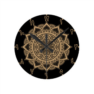 Horloge Ronde Numéros arabes Mandala