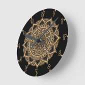 Horloge Ronde Numéros arabes Mandala (Angle)