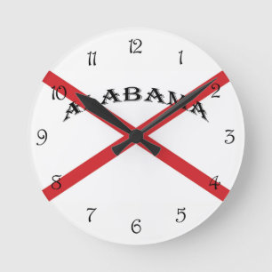 Horloge Ronde Numéros de script noir de l'Alabama et du drapeau