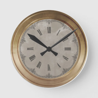 Horloge Ronde Numéros romains en marbre de laiton