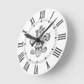 Horloge Ronde Numéros romains Fleur de Lis (Angle)