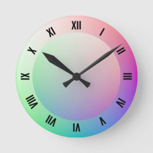 Horloge Ronde Numéros romains modernes sur Pastel coloré Arc-en-