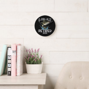 Horloge Ronde O-Fish-Ally Retraité 2026 Humour Drôle