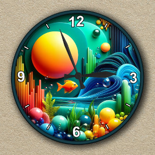 Horloge Ronde Océan Abstrait dynamique personnalisable