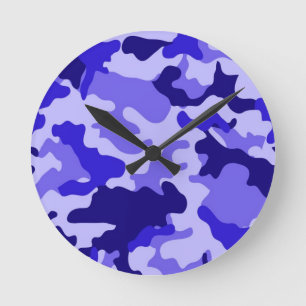 Horloge Ronde Ocean Blue Camo Wall Clock
