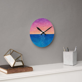 Horloge Ronde Ocean Sunset Design Wall Clock