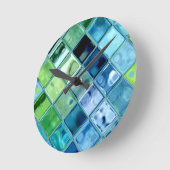 Horloge Ronde Ocean Teal Glass (Angle)