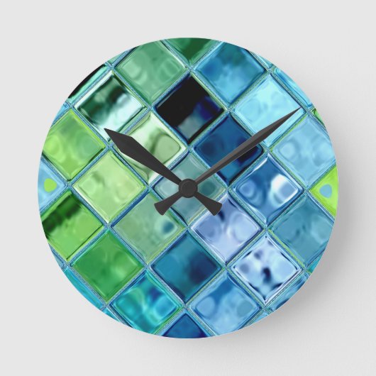 Horloge Ronde Ocean Teal Glass (Recto)