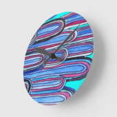 Horloge Ronde Ocean Waves aqua blue pattern (Angle)