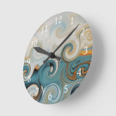 Horloge Ronde Ocean Waves Beach Turquoise Blue Abstrait 74 (Angle)