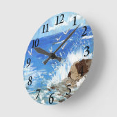 Horloge Ronde Océan Waves Paysage de la mer (Angle)