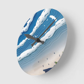 Horloge Ronde Ocean Waves Wall Clock 🌊 Coastal Blue Aesthetic