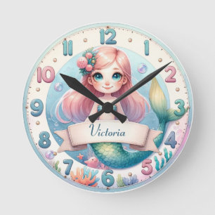 Horloge Ronde Ocean Whimsy Mermaid Clock