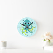 Horloge Ronde Octopus bleu et jaune (Maison)