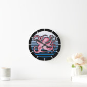 Horloge Ronde Octopus rose rétro (Maison)