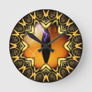 Horloge Ronde Œil de Dragon Doré