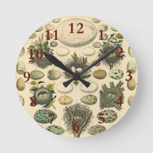 Horloge Ronde OEuf vintage Nid Art Peinture OEufs
