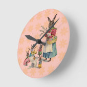 Horloge Ronde Oeufs de lapin de Pâques (Angle)